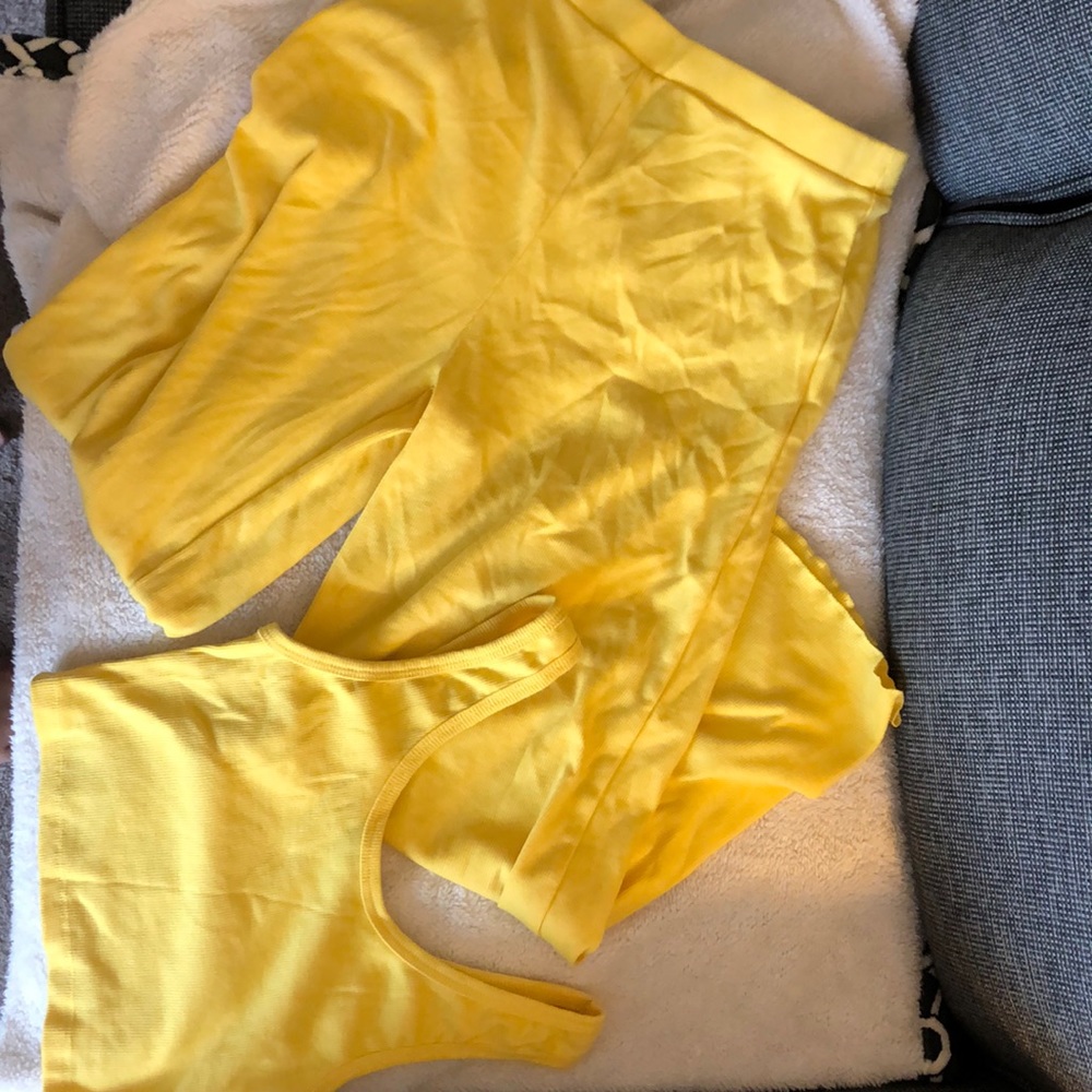 Ribbed stretchy pant and crop top set
